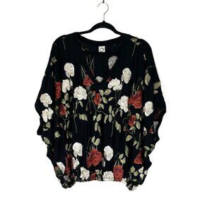 Akemi + Kin All Over Embroidered Floral Blouse Anthro XS Oversized
